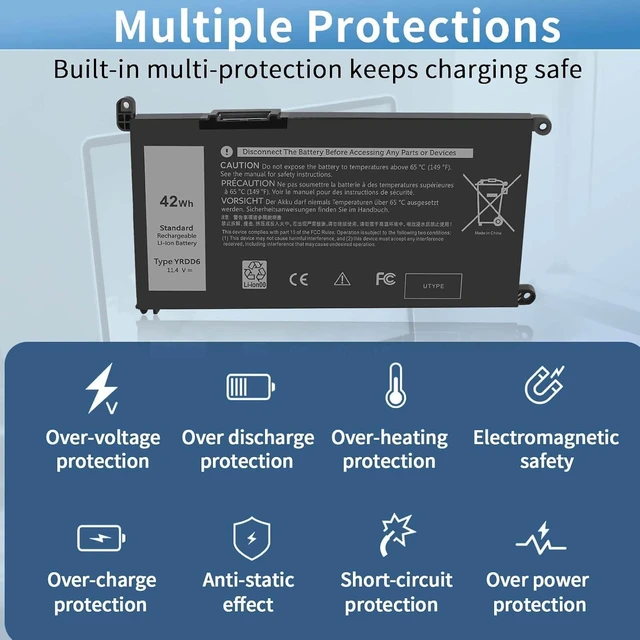 Alt view image 3 of 7 - 42Wh YRDD6 Battery for Dell inspiron 15 3000 Series 3583 3593 3582 3584