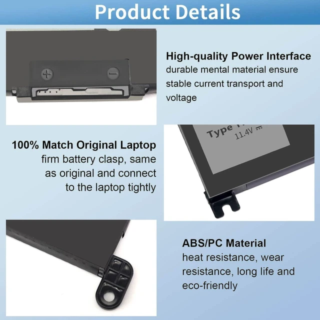 Alt view image 4 of 7 - 42Wh YRDD6 Battery for Dell inspiron 15 3000 Series 3583 3593 3582 3584