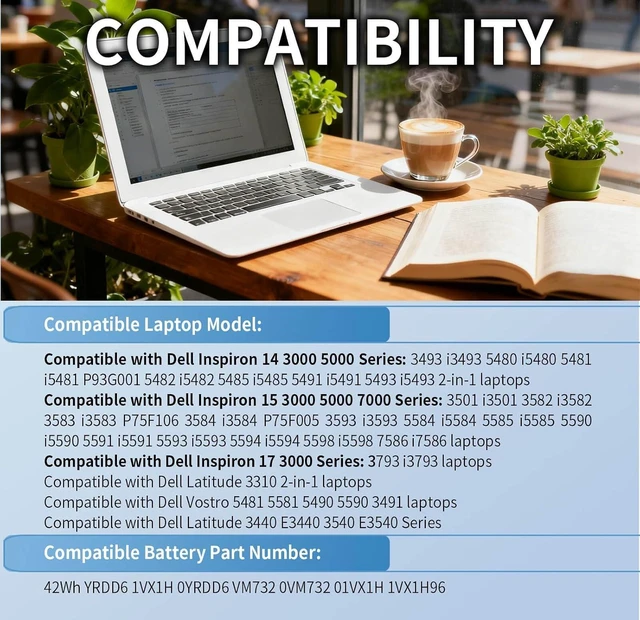 Alt view image 7 of 7 - 42Wh YRDD6 Battery for Dell inspiron 15 3000 Series 3583 3593 3582 3584