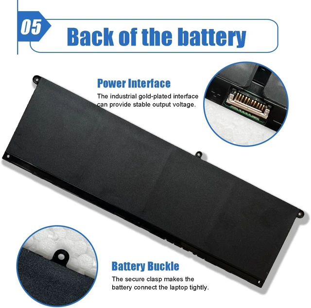 Alt view image 6 of 6 - 54Wh V6W33 Battery Compatible with Dell 3520 3525 3530 3535 5515 5310 5320 5330 5420 5425 5625 5630 5635 5640 5645 7420 7430 7440 Latitude 3320 3330 3520 Vostro 3425 3525 Series 15V 3420mAh 4-Cell