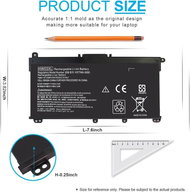 Alt view image 4 of 6 - HW03XL L97300-005 Laptop Battery for HP Pavilion 15-EG 15-EH 17-CN 17-CP 15-eg0xxx 15-eg0073cl 15-eg0053cl 15-eg1053cl 15t-eg000 15-eh1xxx 17-cn0xxx 17-cn2063cl 17-cp0xxx 17-cp0700dx HW03041xl-pl
