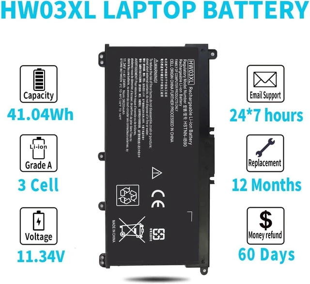 Alt view image 5 of 6 - HW03XL L97300-005 Laptop Battery for HP Pavilion 15-EG 15-EH 17-CN 17-CP 15-eg0xxx 15-eg0073cl 15-eg0053cl 15-eg1053cl 15t-eg000 15-eh1xxx 17-cn0xxx 17-cn2063cl 17-cp0xxx 17-cp0700dx HW03041xl-pl