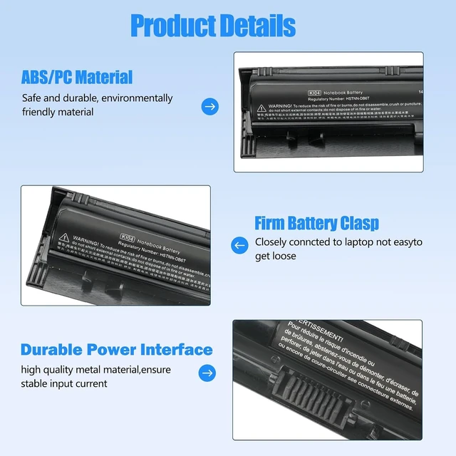 Alt view image 3 of 7 - KI04 K104 800049-001 800010-421 Replacement Laptop Battery