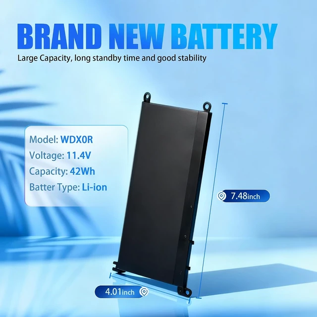 Alt view image 2 of 7 - WDX0R Laptop Battery Replacement for Dell Inspiron 13 15 Series 5000 7000 5567 7573 5570 7579 7378 5565 5379 5378 Latitude 3490 3590 3340 3400 3390 3500 3190 Vostro 5468 5568 P69G 3CRH3