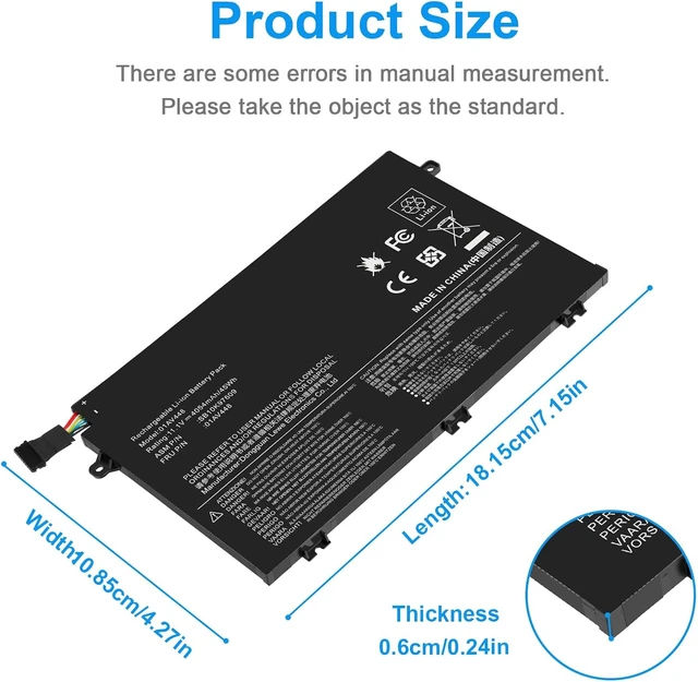 Alt view image 2 of 7 - 01AV445 01AV448 L17L3P51 Battery for Lenovo ThinkPad E480 E490 E485 E495 E580 E585 E590 E595 E14 E15 Series SB10K97606 SB10K97608 01AV447 L17C3P51 L17M3P52 L17M3P51 SB10K97609