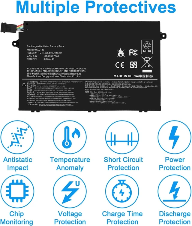 Alt view image 4 of 7 - 01AV445 01AV448 L17L3P51 Battery for Lenovo ThinkPad E480 E490 E485 E495 E580 E585 E590 E595 E14 E15 Series SB10K97606 SB10K97608 01AV447 L17C3P51 L17M3P52 L17M3P51 SB10K97609