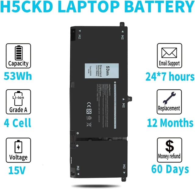 Alt view image 6 of 7 - 53Wh H5CKD 15V Battery for Dell Inspiron 7506 7405 7306 7300 7500 5406 5400 2-in-1 Silver 5502 5501 5402 5401 5505 5300 5301 5508 5509 Latitude 3410 3510 Vostro 5502 5501 5402 5401 p102f p126g 9077G