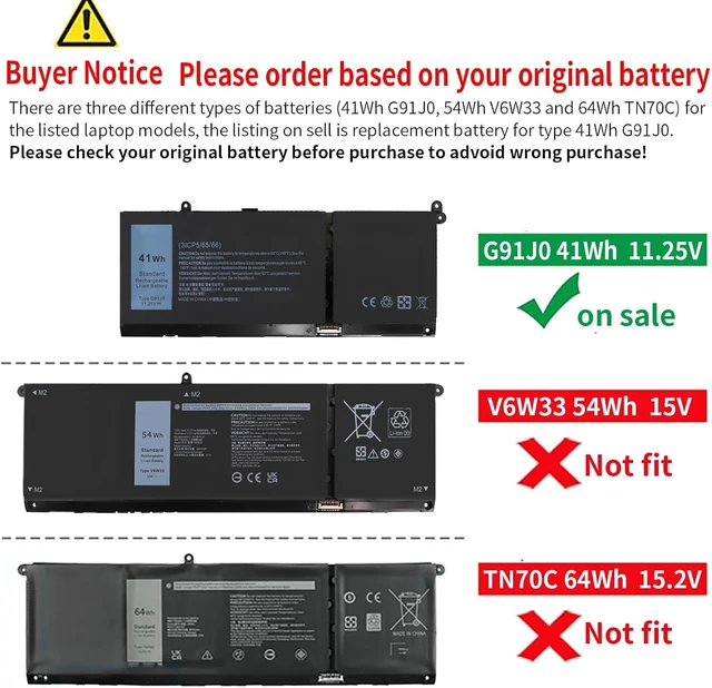 Alt view image 5 of 7 - 41Wh G91J0 Battery for Dell Inspiron 3511 3515 3520 3525 3530 3535 5510 5515 5625 5430 5435 5410 7415 7420 2-in-1 Latitude 3140 3320 3330 3420 3430 3520 3530 Vostro 3435 3510 3535 5510 5620 927N5