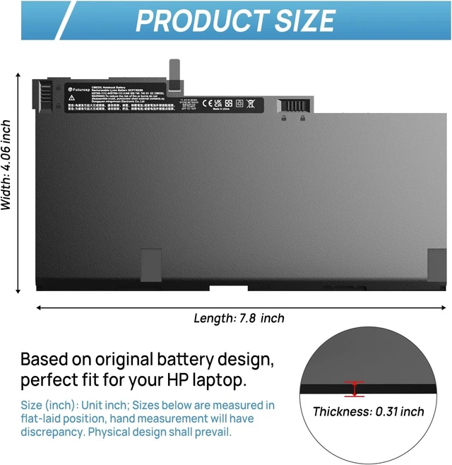 Alt view image 2 of 6 - CM03XL CM03 Laptop Battery Replacement for HP EliteBook 840 850 845 855 740 745 750 755 G1 G2 Series, Spare 717376-001 716724-421 CM03050XL, ZBook 14 G2 fits CO06XL CO06