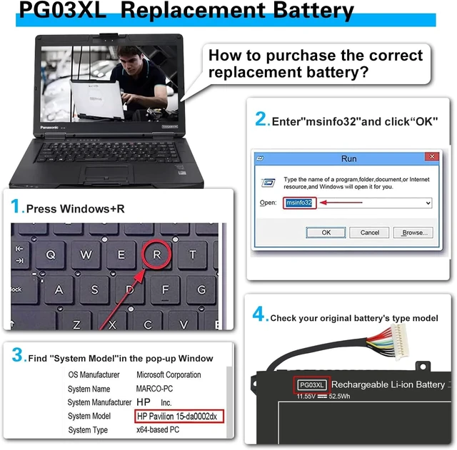 Alt view image 5 of 7 - PG03XL 52.5Wh Laptop Battery for HP Pavilion Gaming 15-DK 15T-DK 15-EC 15-DK0XXX 15-DK0055NR 15T-DK200 15-EC0013DX 15-EC1073DX 15Z-EC200 16-A0032DX 16-A0035NR L48495-005 3ICP6/60/72 HSTNN-DB9G