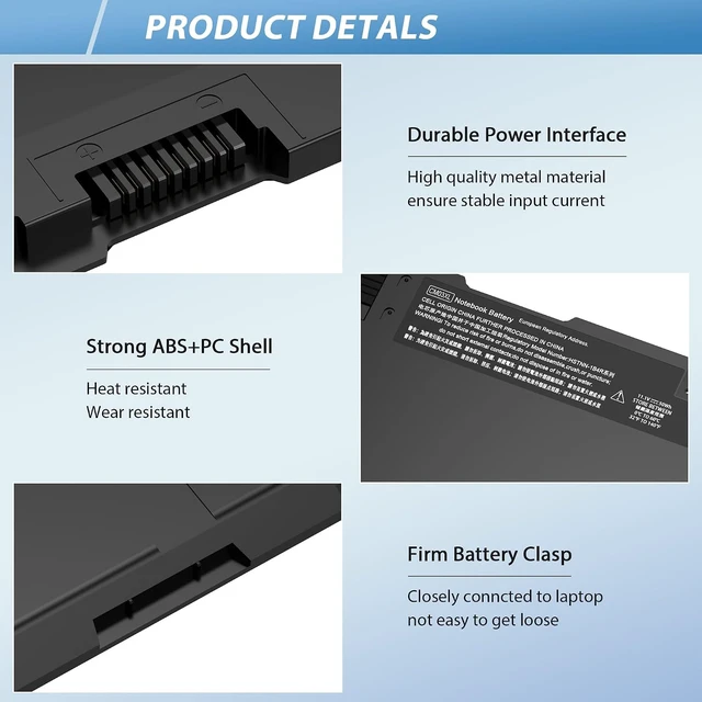 Alt view image 4 of 7 - CM03 CM03XL Battery Replacement for HP EliteBook 840 845 850 855 740 745 750 755 G1 G2 Series Notebook ZBook 14 15u G2 CO06 CO06XL Battery Spare 716724-421 717376-001 CM03050XL11.1V 50Wh
