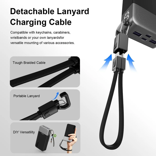 Alt view image 5 of 7 - JUOVI Power Bank 65W 20000mAh Laptop Portable Charger with Detachable Cable
