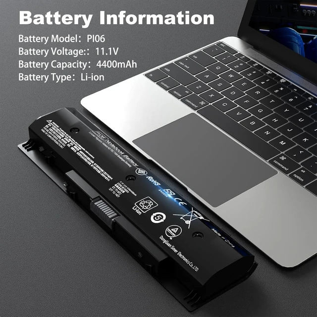 Alt view image 2 of 7 - P106 Pi06 Replacement Laptop Battery,Compatible with HP P106 Notebook Battery 710416-001 710417-001 Envy Pavilion 14-E000 15-E000 15T-E000 17-E000 14 15 15T 17 Series HSTNN-LB4N HSTNN-YB4N