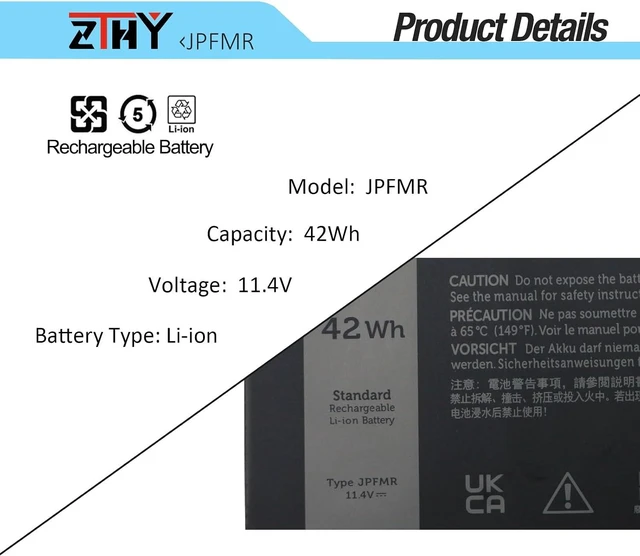 Alt view image 3 of 7 - ZTHY Laptop Battery Replacement for Dell Chromebook 3400 3100 2-in-1 5488 5493 5593 Series 0 7MT0R 16DPH 65N6H 7T0D3 07GDY DN33X RDNP5 11.4V 42Wh 3Cell