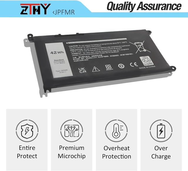 Alt view image 5 of 7 - ZTHY Laptop Battery Replacement for Dell Chromebook 3400 3100 2-in-1 5488 5493 5593 Series 0 7MT0R 16DPH 65N6H 7T0D3 07GDY DN33X RDNP5 11.4V 42Wh 3Cell