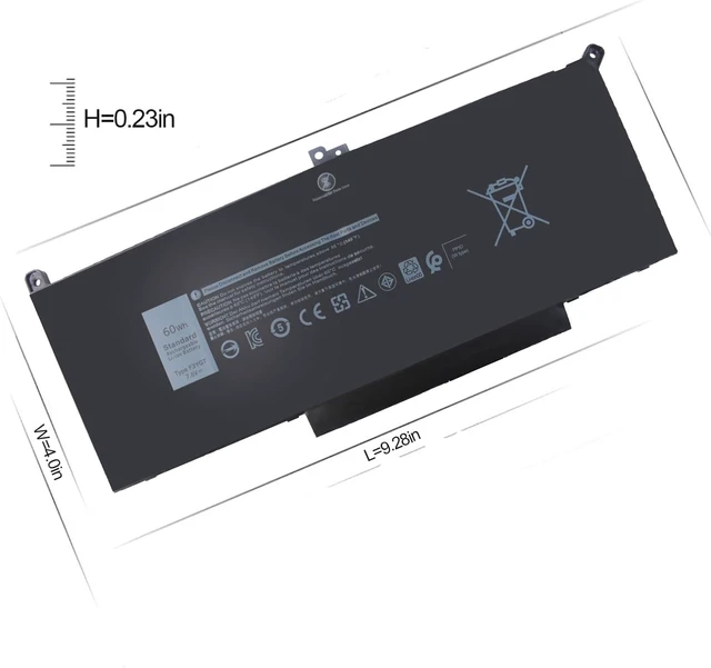 Alt view image 5 of 6 - 7480 7490 F3YGT Laptop Battery Replacement for Dell Latitude 7280 7390 7380 7290 7480 7490 P29S002 P73G002 Series DM3WC DM6WC KG7VF P73G 451-BBYE 453-BBCF 2X39G 60WH 7.6V.