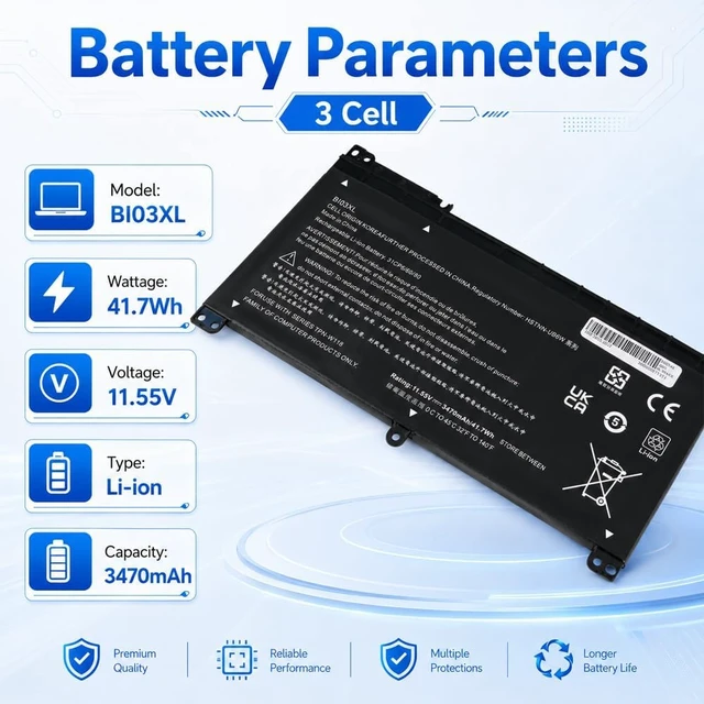 Alt view image 3 of 7 - BI03XL ON03XL 0N03XL TPN-W118 Laptop Battery for HP Pavilion