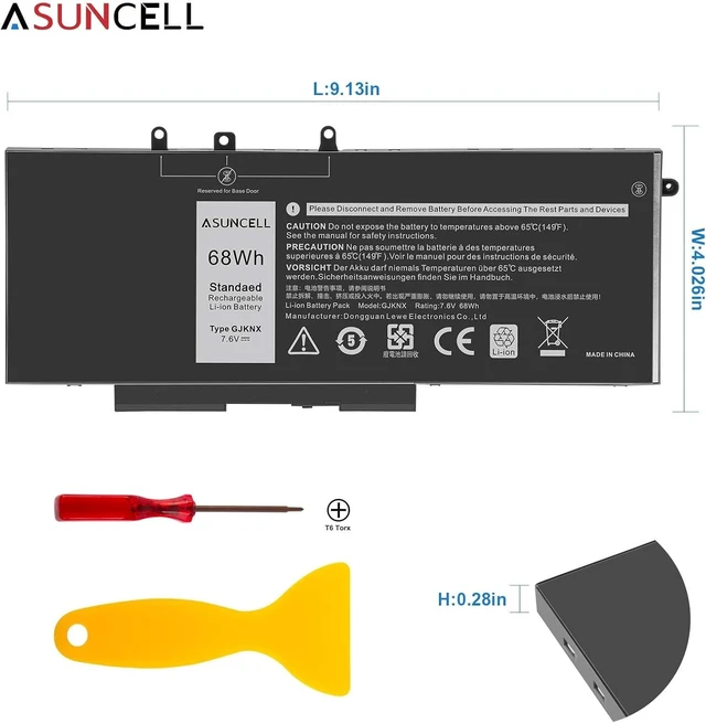 Alt view image 5 of 7 - GJKNX 68WH 7.6V Battery Replacement For Dell Latitude 5480 5580 5490 5491 5580 5590 5591 5280 5288 5488 5491 5495 E5480 E5580 E5490 E5590 Precision 3520 3530 Series GD1JP 0GD1JP DY9NT 5YHR4 451-BBZG