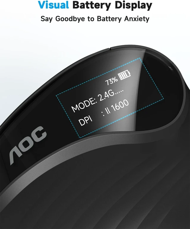 Alt view image 6 of 7 - AOC Ergonomic Mouse, 2.4GHz Wireless Bluetooth Vertical Mouse, Rechargeable