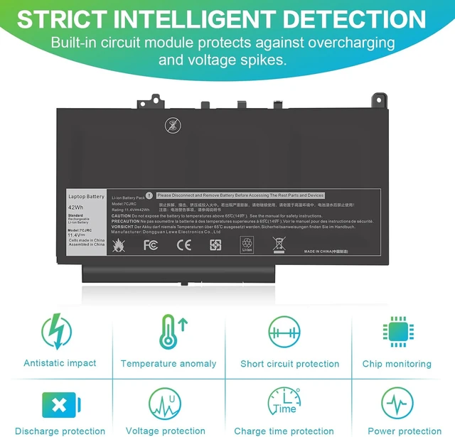 Alt view image 7 of 7 - Futurebatt 7CJRC Laptop Battery for Dell Latitude 7470 7270 E7470 E7270 Battery 7CJRC KNM09 0KNM09 21X15 021X15 TX283 0TX283