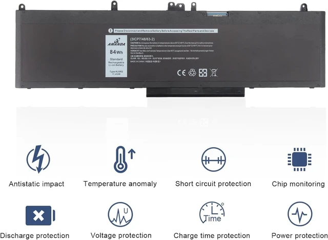 Alt view image 2 of 6 - WJ5R2 11.4V 84Wh Battery Compatible with Dell Precision 3510 M3510