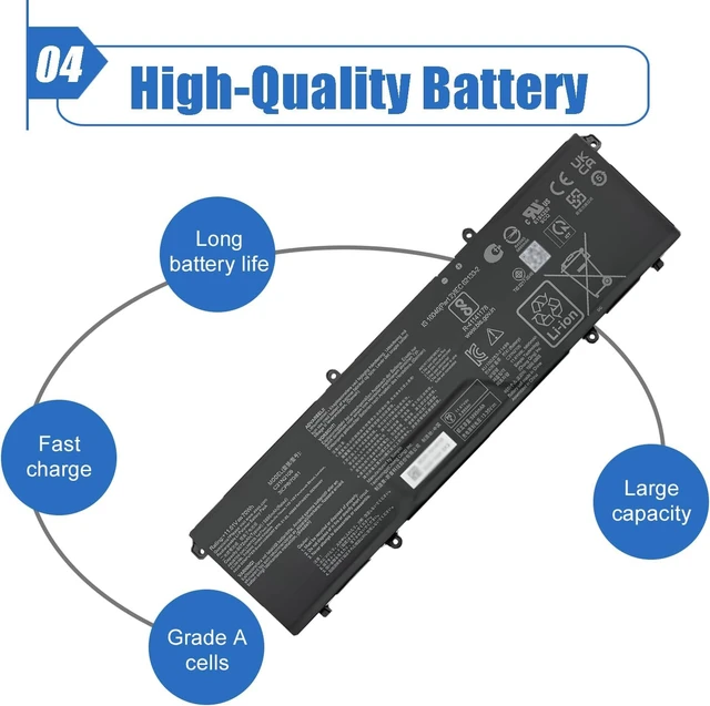 Alt view image 6 of 7 - 70Wh C31N2105 Laptop Battery Replacement for ASUS VivoBook 14X OLED X1403ZA VivoBook S 16X M5602QA S5602ZA S1503QA S3502ZA S5402ZA S5602ZA K6602HE M6500QF F1603ZA Series 0B200-04140000 11.61V 5895mAh