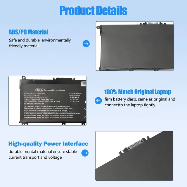 Alt view image 2 of 7 - HT03XL Laptop Battery L11119-855 Battery Replacement for HP Pavilion