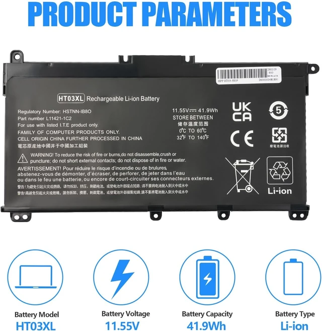 Alt view image 3 of 7 - HT03XL Laptop Battery L11119-855 Battery Replacement for HP Pavilion