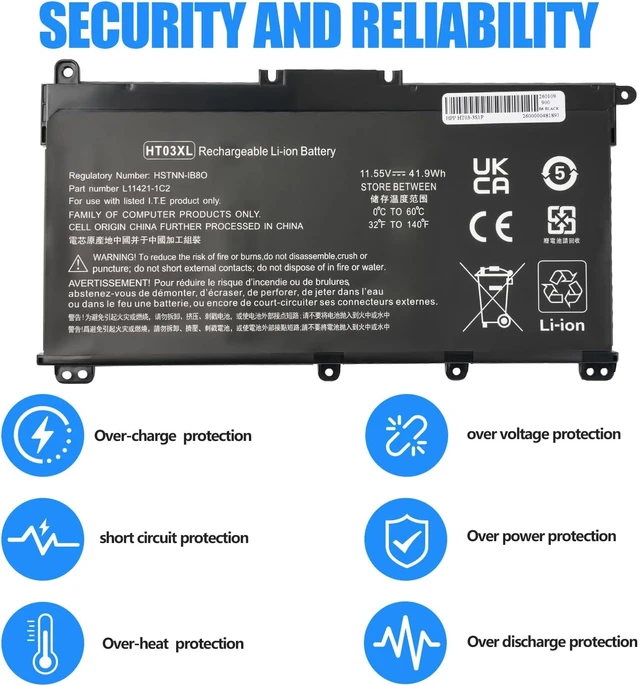 Alt view image 4 of 7 - HT03XL Laptop Battery L11119-855 Battery Replacement for HP Pavilion