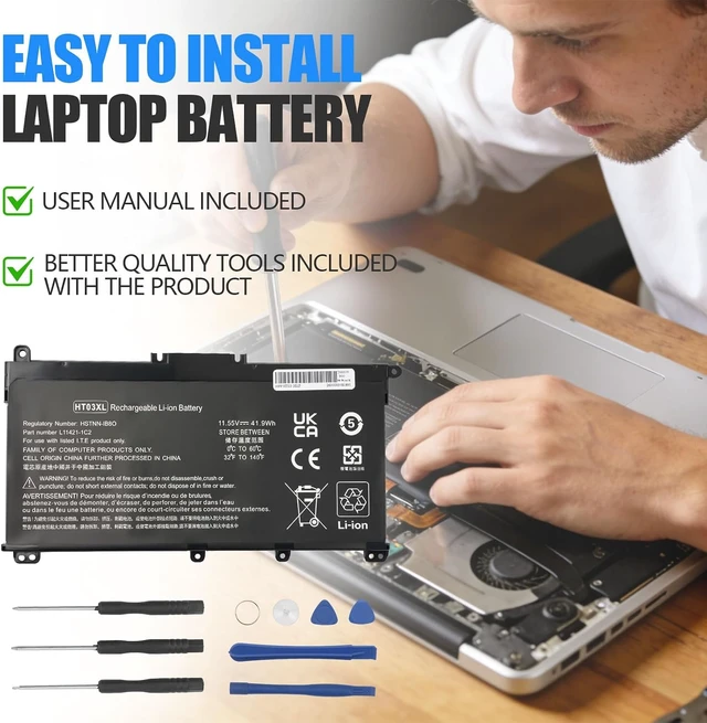 Alt view image 5 of 7 - HT03XL Laptop Battery L11119-855 Battery Replacement for HP Pavilion