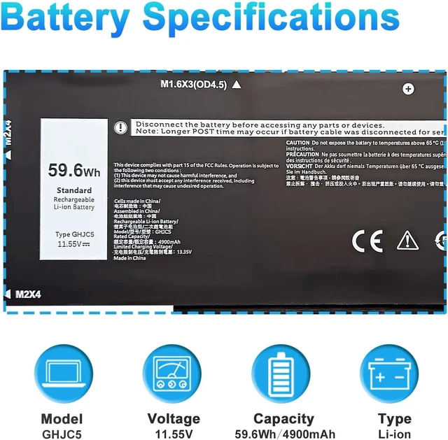 Alt view image 2 of 7 - GHJC5 3VV58 Laptop Battery for Dell Latitude 9420 9430 Series(Long Line)