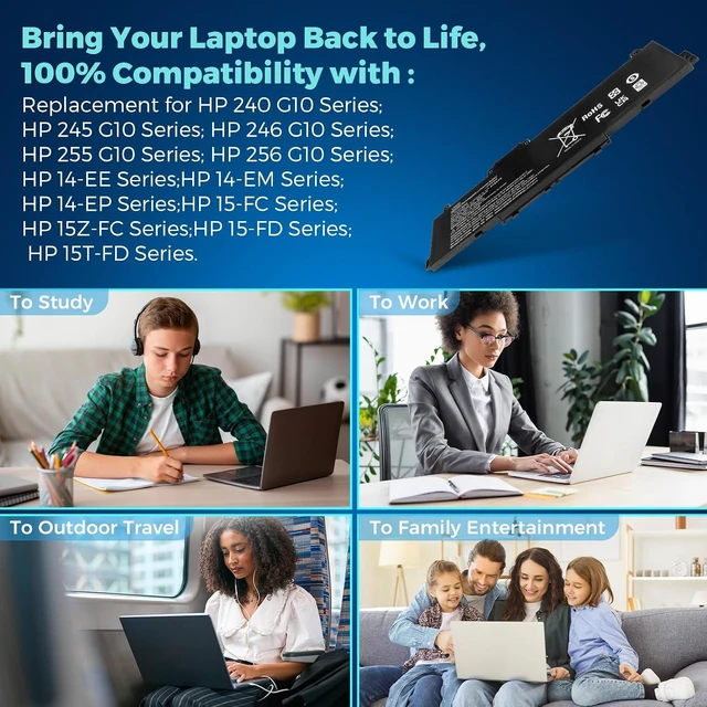 Alt view image 7 of 7 - AE03XL Laptop Battery Replacement for Hp 15.6 inch PC 15-FC0000 Series Notebook N21969-005 TPN-DB1N N20951-2D1 AE03041XL 68Wh