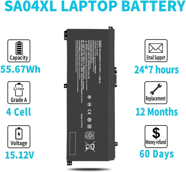 Alt view image 5 of 6 - SA04XL L43267-005 Battery for HP Envy X360 15-DR 15-DS 15M-DR 15M-DS 17-CG 17M-CG 15m-dr1xxx 15-ds1xxx 15m-ds0xxx 15m-dr1012dx 15m-dr0012dx 15m-dr0011dx 15m-ds0011dx 15t-dr100