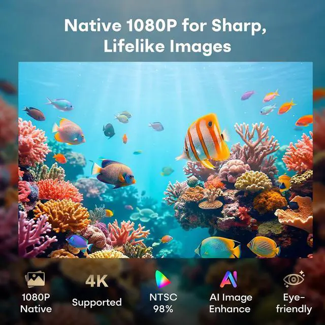 Alt view image 3 of 7 - Google TV Built-in Smart Projector 4K Support,20W HiFi Speaker,Auto Focus Keystone,HDR10,Home Outdoor Movie