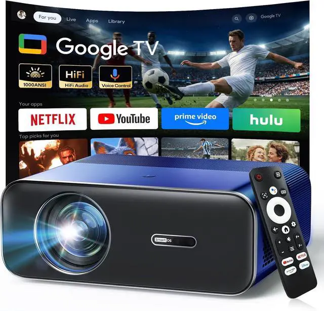 Alt view image 7 of 7 - Google TV Built-in Smart Projector 4K Support,20W HiFi Speaker,Auto Focus Keystone,HDR10,Home Outdoor Movie