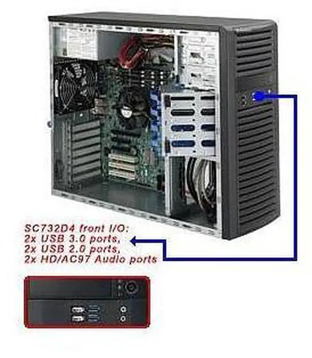 Main image of CSE-732D4-903B Mid-Tower Chassis 900W, 4 Internal SAS / SATA Bays, 2x 5.25in Peripheral Drive Bays, 1x 3.5in Peripheral Drive Bay