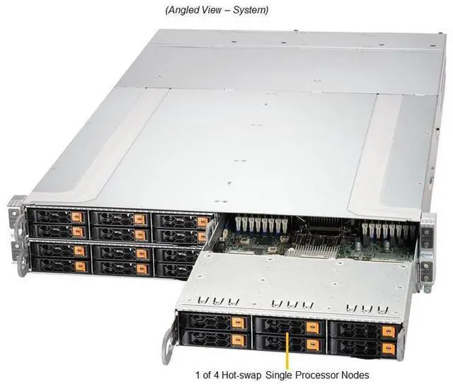 Alt view image 2 of 6 - SYS-211GT-HNTR GrandTwin 2U Barebone Four Hot-Pluggable Nodes Dual Xeon Scalable Processors 5th/4th Generation