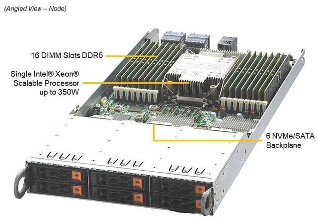 Alt view image 4 of 6 - SYS-211GT-HNTR GrandTwin 2U Barebone Four Hot-Pluggable Nodes Dual Xeon Scalable Processors 5th/4th Generation