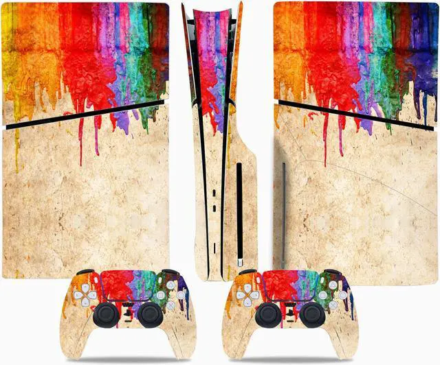 Main image of Full Body Vinyl Skin Stickers Decal Cover for PS5 Slim Disc Edition Console and Controllers - Paint