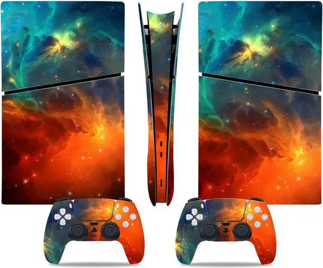 Main image of Full Body Vinyl Skin Stickers Decal Cover for PS5 Slim Digital Edition Console and Controllers - Galaxy