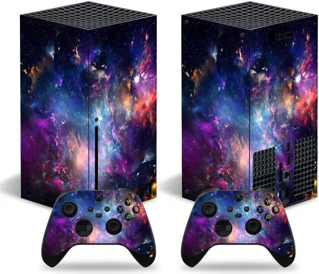 Main image of Full Body Vinyl Skin Decal Cover Wrap for Microsoft Xbox Series X Device - Includes Two Free Controller Stickers - Xbox Sery X Accessories - Gaming Console Protection - Purple Galaxy