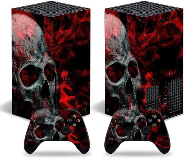 Main image of Full Body Vinyl Skin Decal Cover Wrap for Microsoft Xbox Series X Device - Includes Two Free Controller Stickers - Xbox Sery X Accessories - Gaming Console Protection - Blood Skull