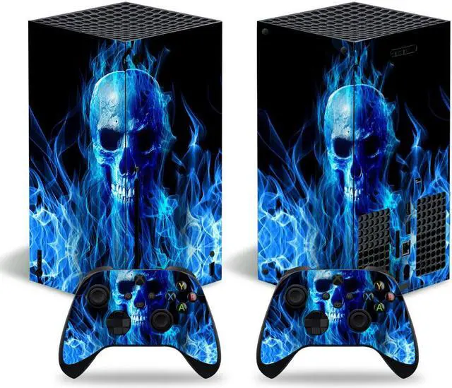 Main image of Full Body Vinyl Skin Decal Cover Wrap for Microsoft Xbox Series X Device - Includes Two Free Controller Stickers - Xbox Sery X Accessories - Gaming Console Protection - Blue Ghost