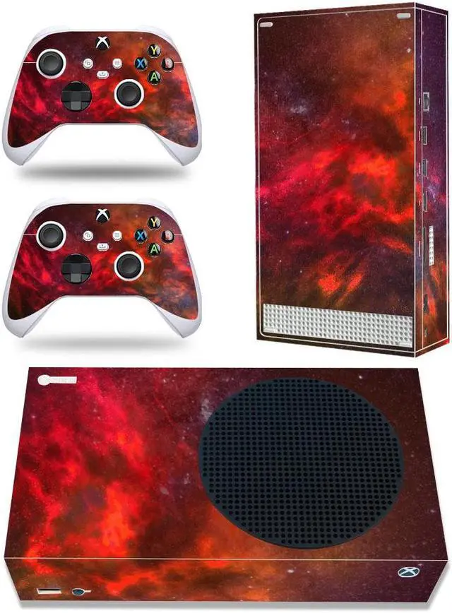 Main image of Full Body Vinyl Skin Decal Cover Wrap for Microsoft Xbox Series S Device - Includes Two Free Controller Stickers - Xbox Sery S Accessories - Gaming Console Protection - Red Galaxy