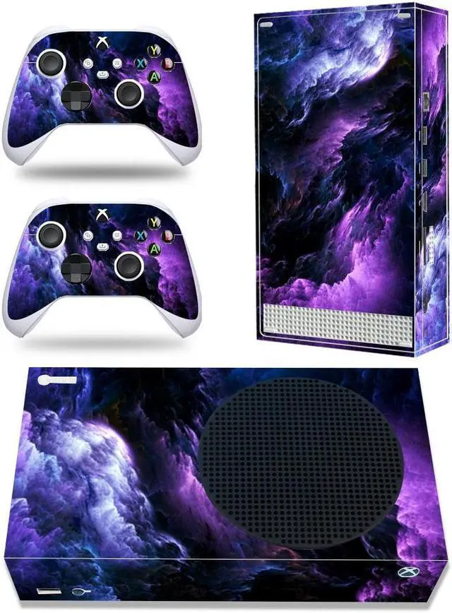 Main image of Full Body Vinyl Skin Decal Cover Wrap for Microsoft Xbox Series S Device - Includes Two Free Controller Stickers - Xbox Sery S Accessories - Gaming Console Protection - Purple Galaxy