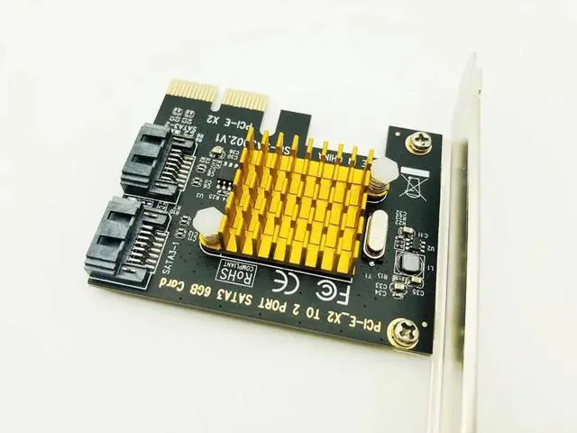 Alt view image 2 of 6 - SATA Card PCI-E 2X 4X 8X 16X Controller Cards PCI Express to SATA 3.0 2-Port SATAIII 6Gbps Expansion Adapter Boards Add On Cards