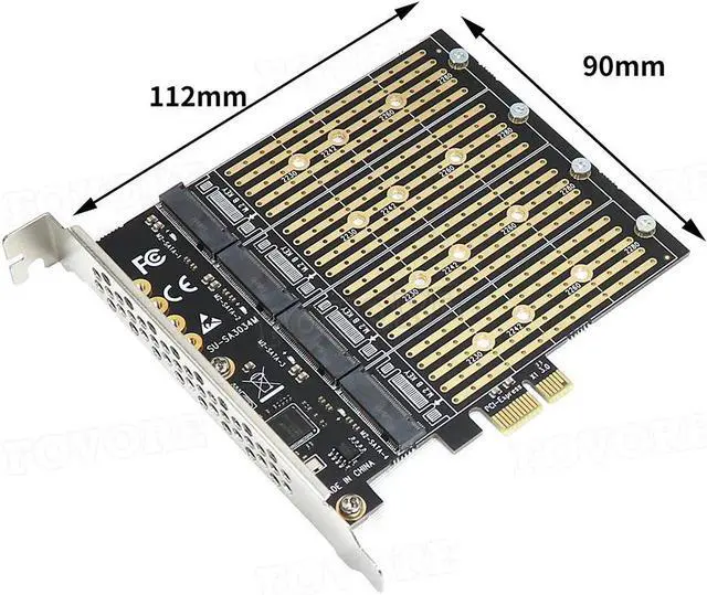 Alt view image 6 of 6 - M.2 PCIE Adapter 4 Port M.2 NVME B Key NGFF SATA SSD to PCIe Adapter PCI Express X1 PCI-E M.2 Expansion Card Riser For Mining