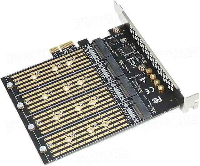 Alt view image 2 of 6 - M.2 PCIE Adapter 4 Port M.2 NVME B Key NGFF SATA SSD to PCIe Adapter PCI Express X1 PCI-E M.2 Expansion Card Riser For Mining