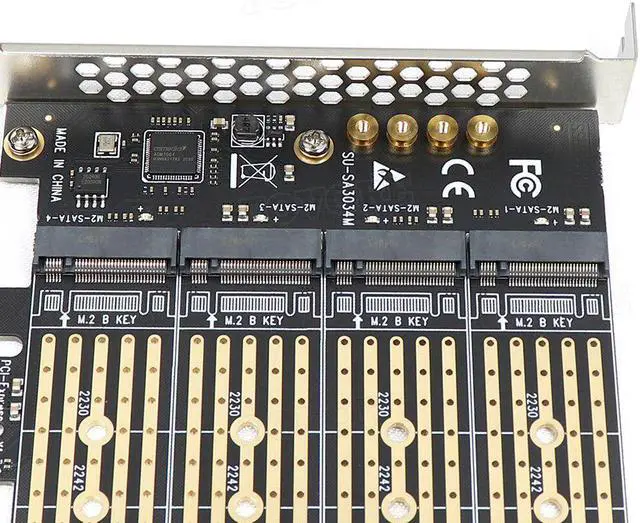 Alt view image 4 of 6 - M.2 PCIE Adapter 4 Port M.2 NVME B Key NGFF SATA SSD to PCIe Adapter PCI Express X1 PCI-E M.2 Expansion Card Riser For Mining