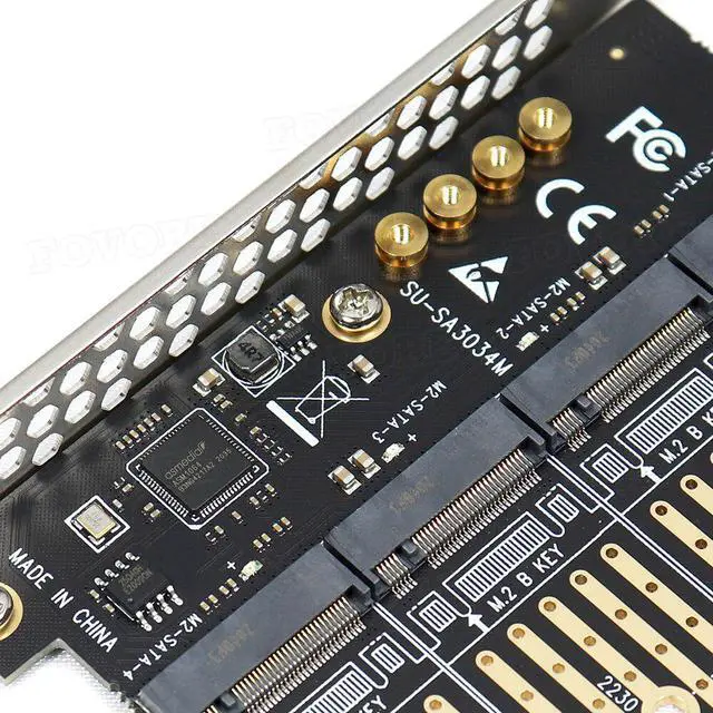 Alt view image 5 of 6 - M.2 PCIE Adapter 4 Port M.2 NVME B Key NGFF SATA SSD to PCIe Adapter PCI Express X1 PCI-E M.2 Expansion Card Riser For Mining